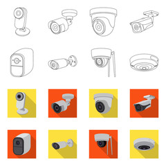 Isolated object of cctv and camera icon. Collection of cctv and system stock symbol for web.