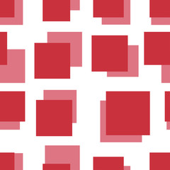 Fototapeta premium Different red squares isolated on a white background. Vector drawing. Seamless pattern. Texture.
