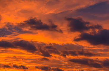 Unusually colorful sunrise in St. Petersburg at the beginning of