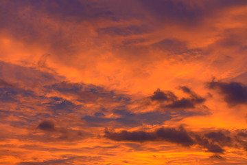 Unusually colorful sunrise in St. Petersburg at the beginning of