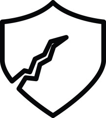 shield icon, vector line illustration