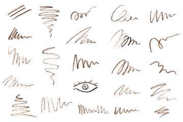 Set of Brow or eye  Liner Pencil Squiggles isolated on white background  - Image