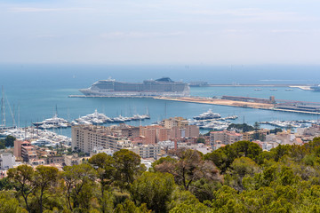 Panorama of Palma de Mallorca, the capital of the island. Baleares, Spain