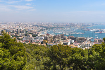 Panorama of Palma de Mallorca, the capital of the island. Baleares, Spain