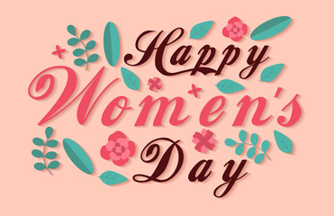 Obraz premium Happy women's day typography - Vector Illustration