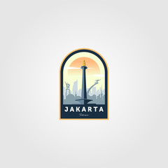 monument national jakarta logo vector symbol illustration design