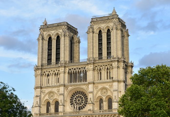 Fototapeta na wymiar Notre Dame Towers without the Spire known as La Fleche on August 2019. Paris, France.