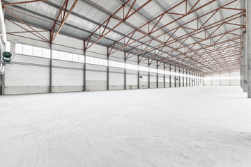 Interior of empty warehouse or garage in white colors