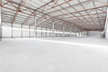 Interior of empty warehouse or garage in white colors