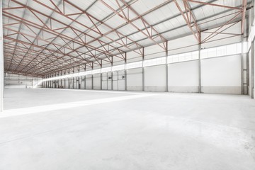 Interior of empty warehouse or garage in white colors