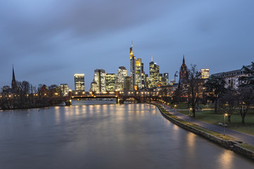 Fototapeta na wymiar Frankfurt Skyline view on a rainy day