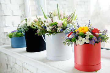 bouquet of colorful flowers on the table