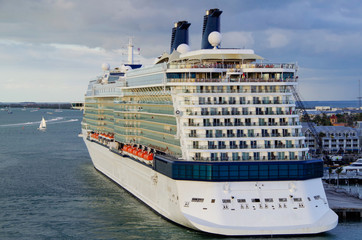 Celebrity Cruises cruiseship or cruise ship liner in port at pier in Key West Florida departure for...