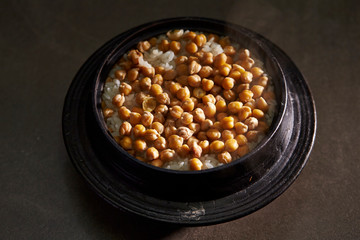 Chick pea on steamed rice 