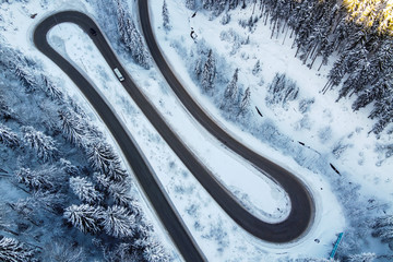 Aerial view of the road on mountain