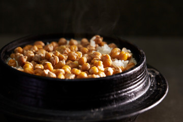 Chick pea on steamed rice 