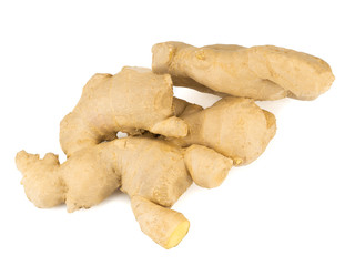 Fresh ginger isolated on a white bakground