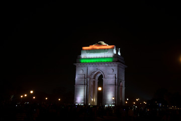 India Gate New Delhi India dark night view