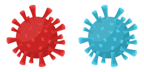 Wuhan coronavirus 2019-nCoV isolated on white background. Blue and red virus bacteria. Dangerous chinese nCoV coronavirus. Vector illustration for any design