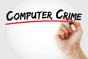 Computer crime text with marker, technology concept background