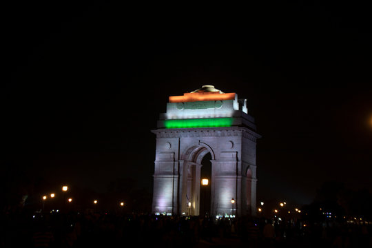India Gate New Delhi India dark night view © P.Bharti