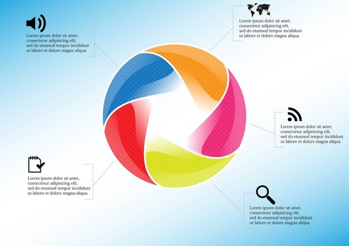 Infographic illustration vector template with shape of divided circle