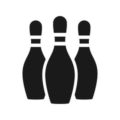Bowling pins simple black isolated vector icon.