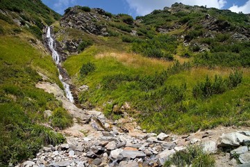 Fototapeta na wymiar Stones under Sarafiovy waterfall in Ziarska valley.