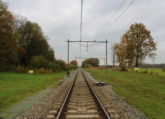 Railway in the autumn, the Netherlands