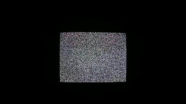 Television screen analog with noise or snow isolated on black background