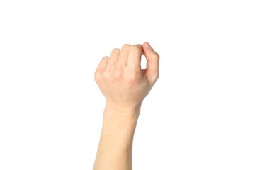 Obraz premium Male hand isolated on white background. Gestures