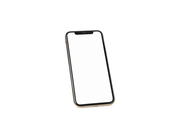 Naklejka premium Phone with empty screen isolated on white background