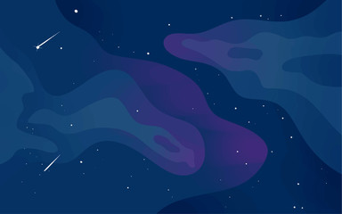 Vector space background . Cute flat style template with Stars in Outer space © badrus