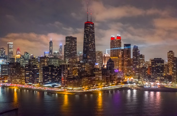 Obraz premium Chicago downtown buildings skyline aerial