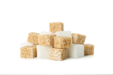 Sugar cubes isolated on white background, close up