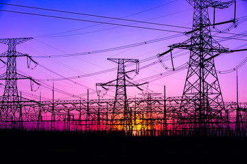 Electric tower in sunset
