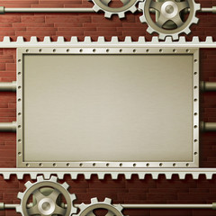 Metal background with elements of mechanics. Steampunk.