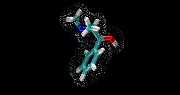 Pseudoephedrine, decongestant 3D molecule