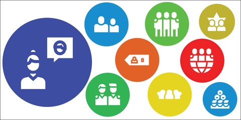 Modern Simple Set of teammate Vector filled Icons