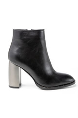 women's black demi-season leather ankle boots on a white background