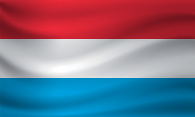 Waving flag of Luxembourg. Vector illustration