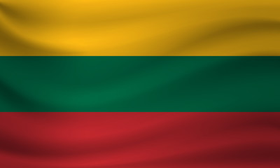 Obraz premium Waving flag of Lithuania. Vector illustration