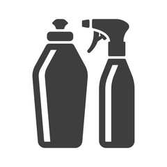 Household chemicals icon. Bottle with detergent and spray for washing glass and mirrors. Isolated vector on a white background