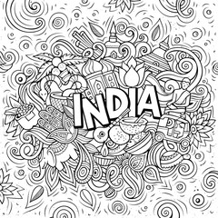 Fototapeta na wymiar India hand drawn cartoon doodles illustration. Funny design.