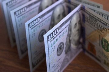 American currency. Dollars close up