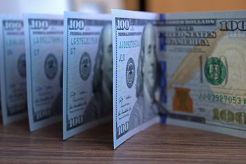 American currency. Dollars close up
