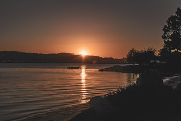 Fototapeta premium El atardecer en el mar