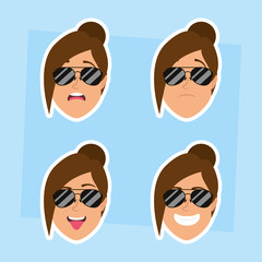 group of women with sunglasses heads and expressions