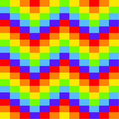 Seamless geometric pixel vector pattern with rainbow colors. Gift wrapping paper, interior, cloth, fabric or web design.