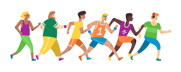 People running vector illustration